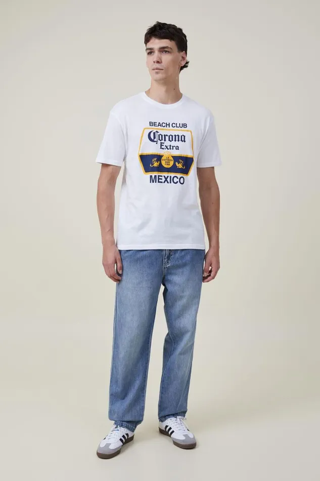 Corona Premium Loose Fit TShirt Lcn Cor Whitecorona 8211 Beach Club Men Cotton On Tees and Tanks