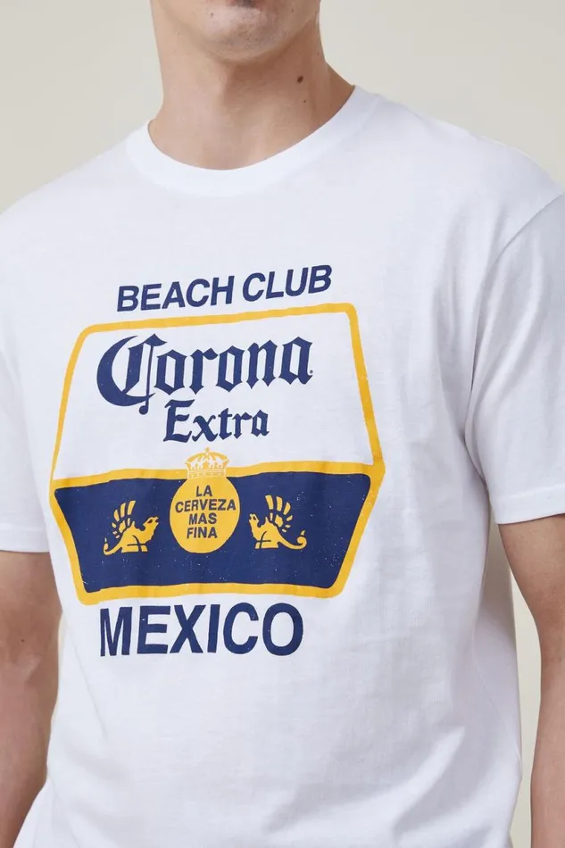 Corona Premium Loose Fit TShirt Lcn Cor Whitecorona 8211 Beach Club Men Cotton On Tees and Tanks