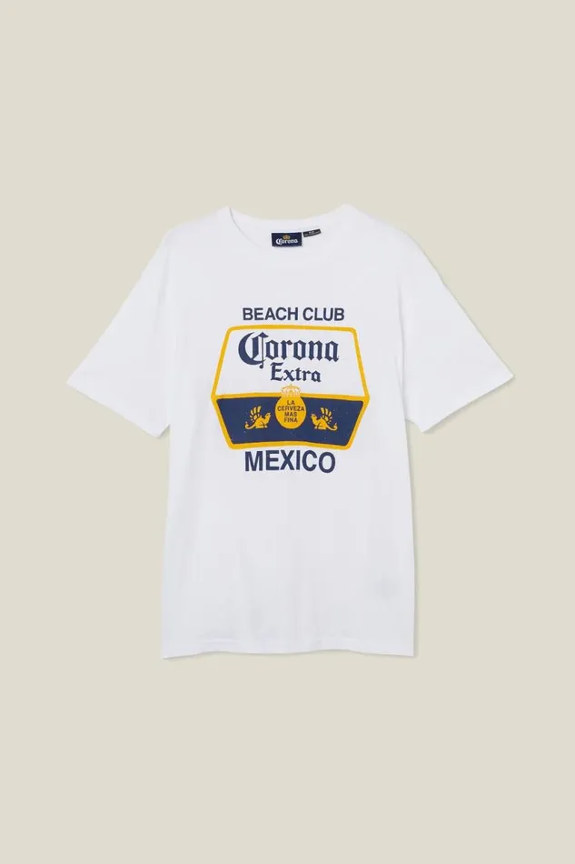 Corona Premium Loose Fit TShirt Lcn Cor Whitecorona 8211 Beach Club Men Cotton On Tees and Tanks