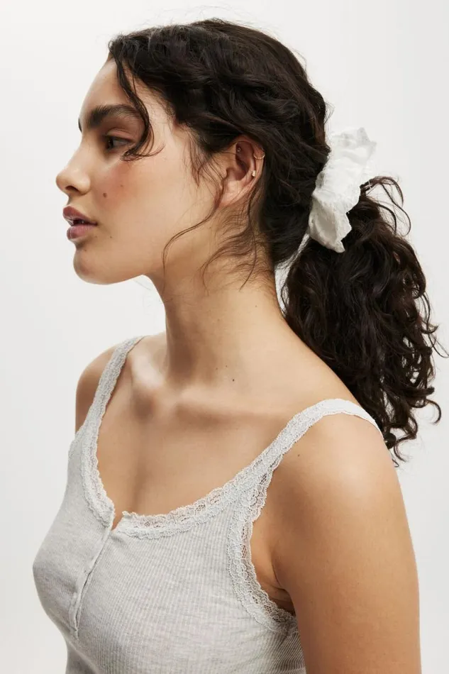 Cottage Scrunchie White Broderie Women Cotton On Accessories and Slippers