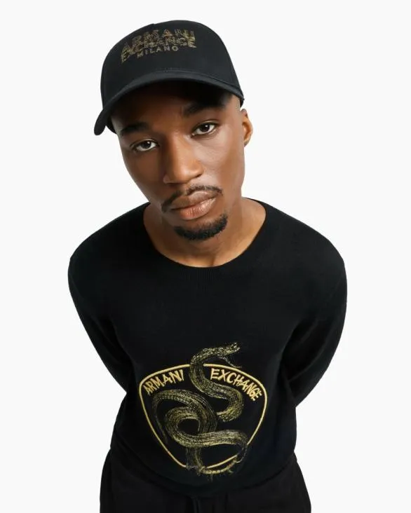 Cotton Visor Cap With Blurred Logo Black Men Armani Hats And Gloves Cotton Visor Cap With Blurred Logo Black Men Armani Hats And Gloves