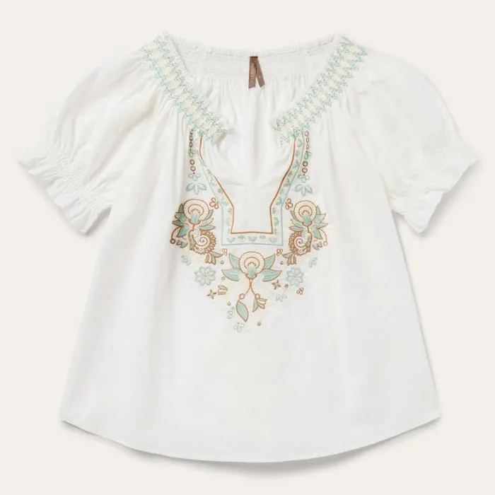 Cotton Voile Peasant Blouse White Women Stetson Blouses