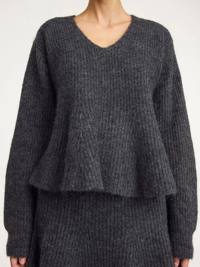Cova Sweater Grey Melange Women By Malene Birger Knitwear