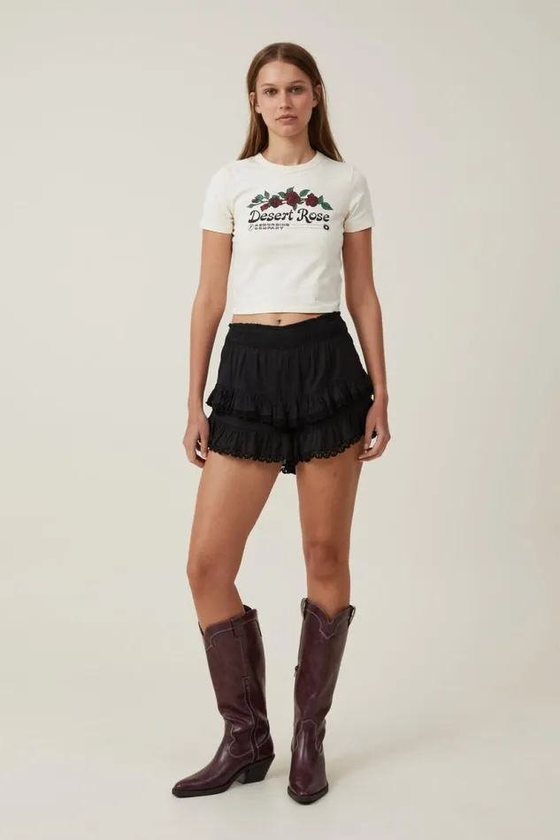 Crop Fit Graphic Tee Desert Rosecregraveme Fraiche Women Cotton On Tops Crop Fit Graphic Tee Desert Rosecregraveme Fraiche Women Cotton On Tops