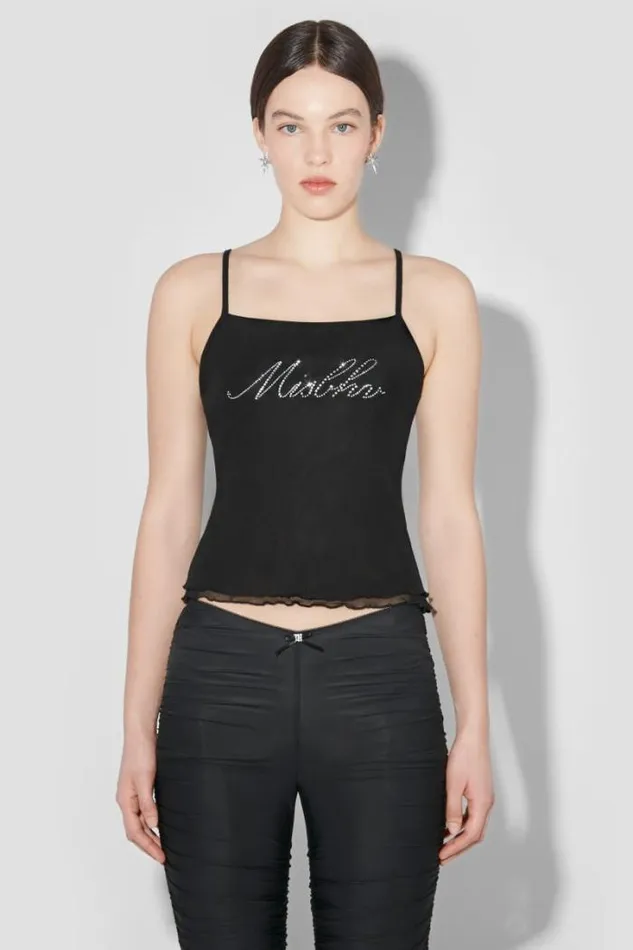 Crystal Mesh Tank Top Black Women MISBHV Tops