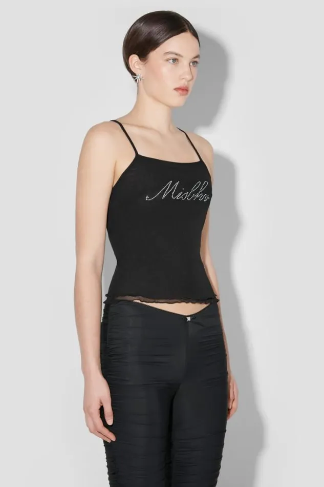 Crystal Mesh Tank Top Black Women MISBHV Tops