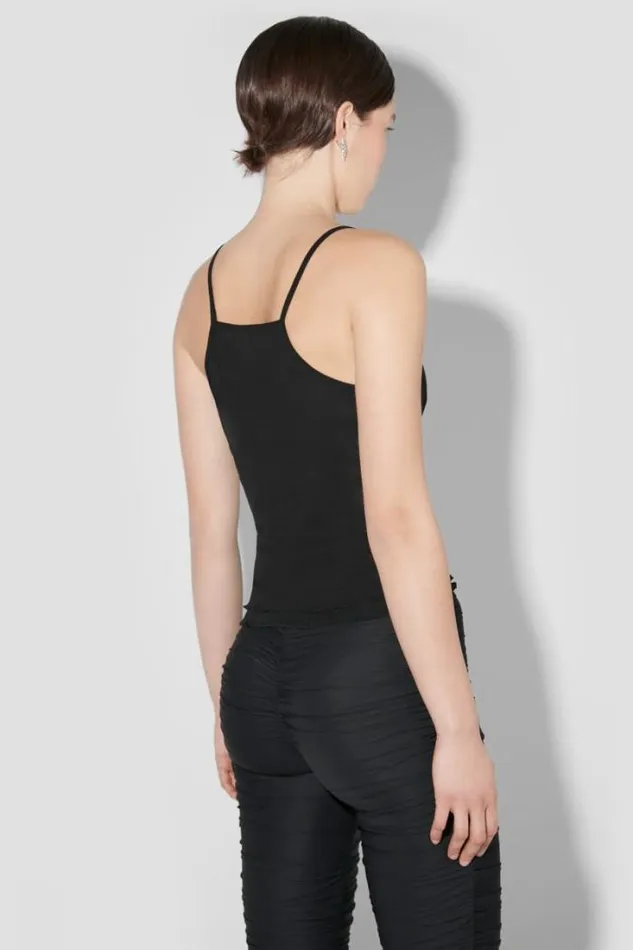 Crystal Mesh Tank Top Black Women MISBHV Tops