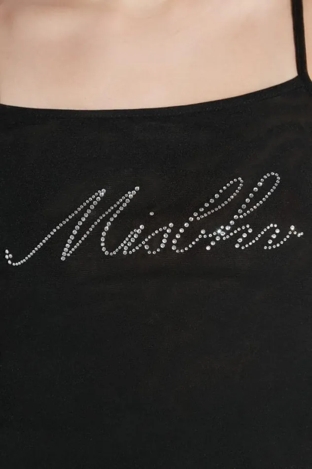 Crystal Mesh Tank Top Black Women MISBHV Tops