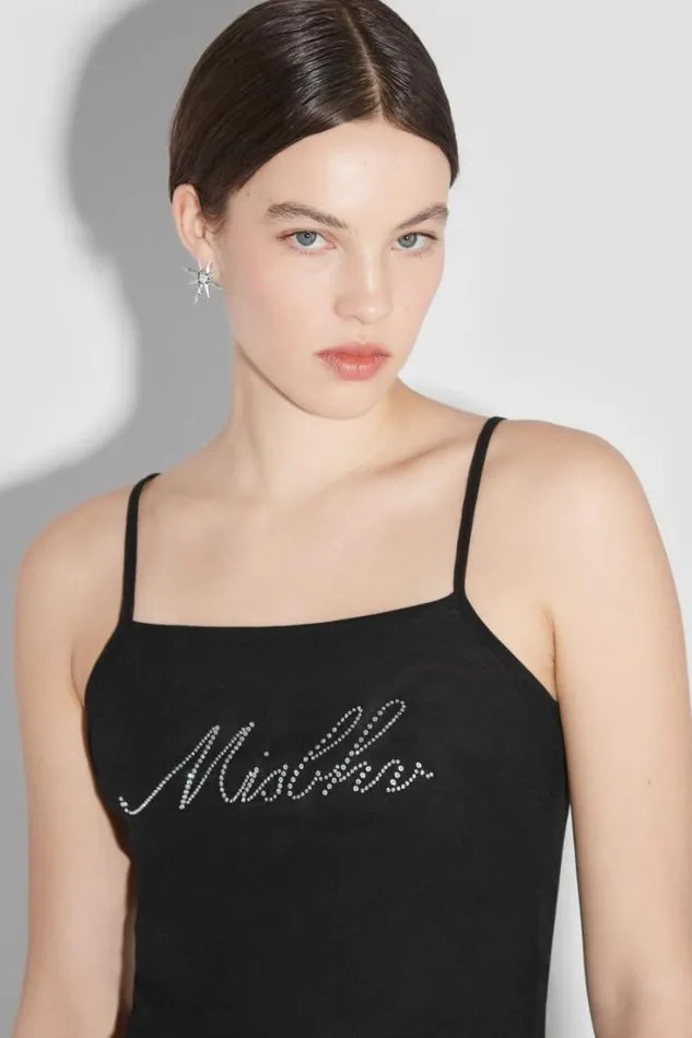 Crystal Mesh Tank Top Black Women MISBHV Tops