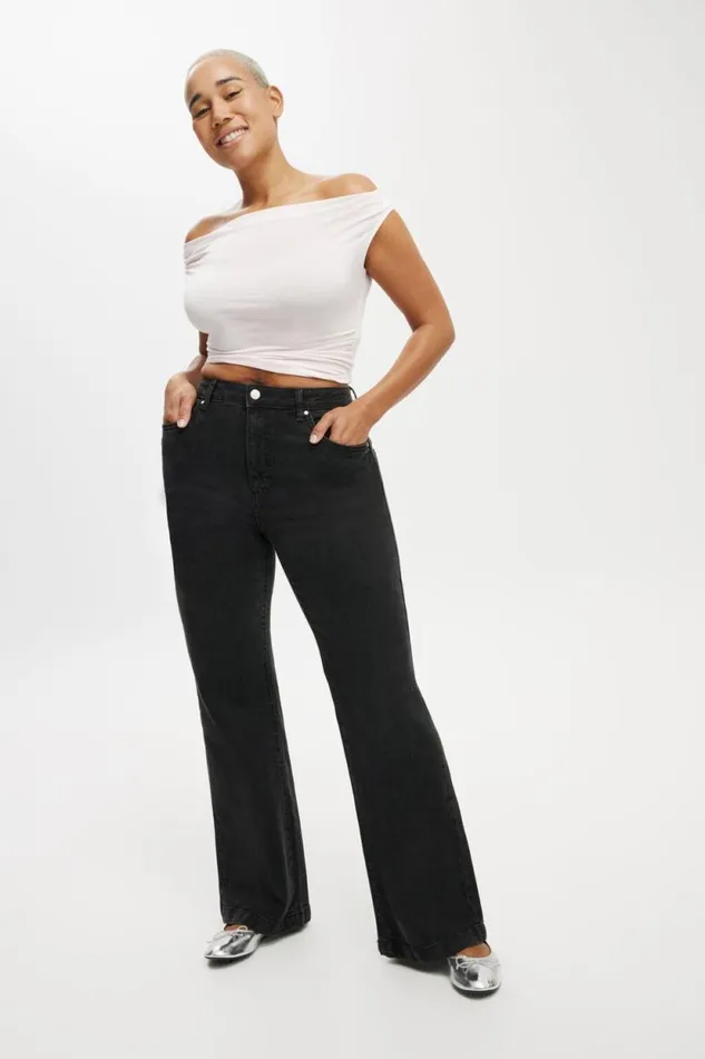 Curvy Stretch Bootcut Jean Graphite Black Women Cotton On Pants