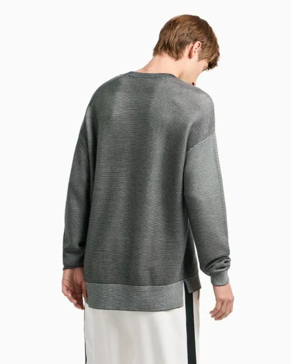 Dgrad Effect Ribbed Cotton Sweater Green Men Armani Knitwear Dgrad Effect Ribbed Cotton Sweater Green Men Armani Knitwear
