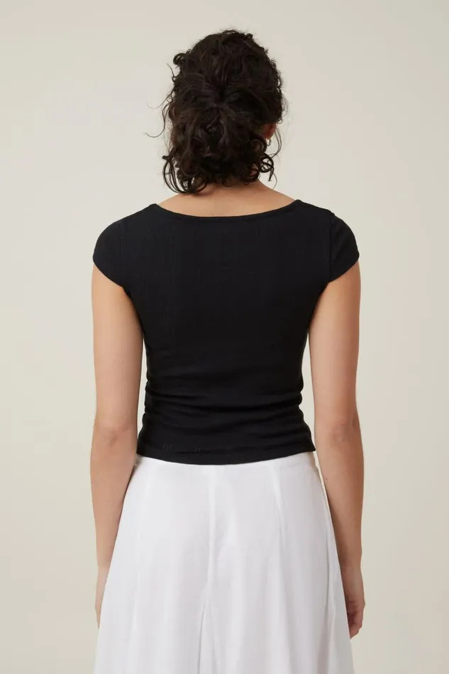 Darcie Scoop Neck Short Sleeve Top Black Women Cotton On Tops