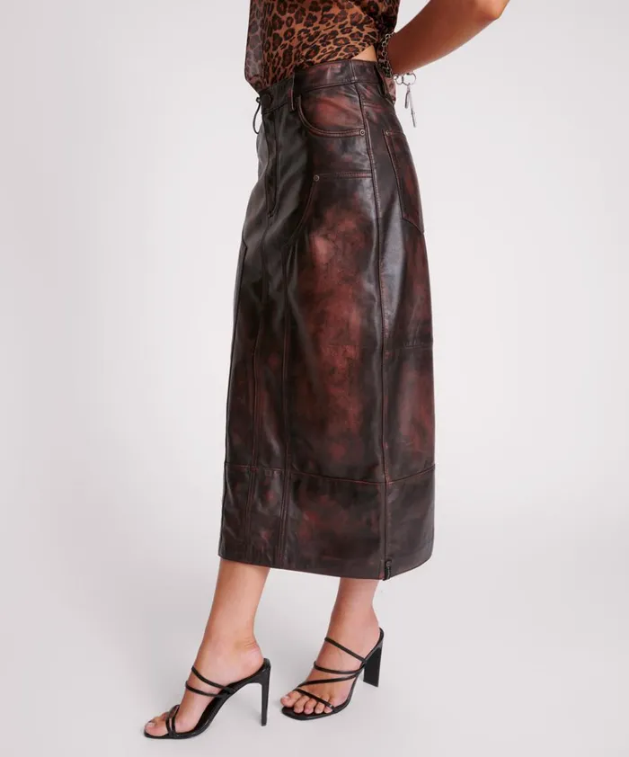 DARK CHOCOLATE CASSIDY LEATHER SKIRT Women One Teaspoon Leather