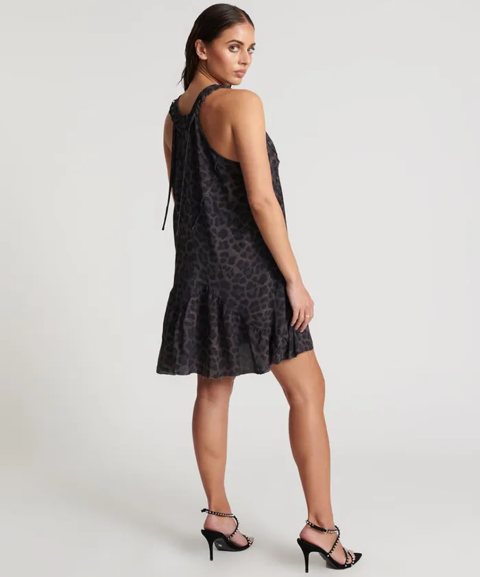 DARK LEOPARD TIERED DRESS Women One Teaspoon Mini Dresses DARK LEOPARD TIERED DRESS Women One Teaspoon Mini Dresses