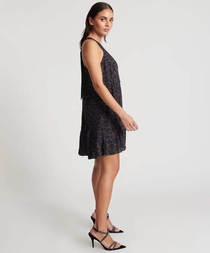DARK LEOPARD TIERED DRESS Women One Teaspoon Mini Dresses DARK LEOPARD TIERED DRESS Women One Teaspoon Mini Dresses