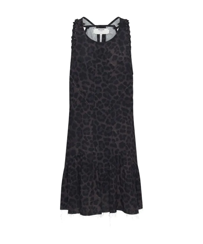 DARK LEOPARD TIERED DRESS Women One Teaspoon Mini Dresses DARK LEOPARD TIERED DRESS Women One Teaspoon Mini Dresses