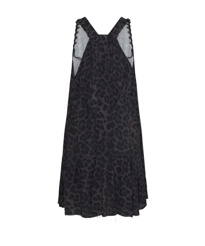 DARK LEOPARD TIERED DRESS Women One Teaspoon Mini Dresses DARK LEOPARD TIERED DRESS Women One Teaspoon Mini Dresses