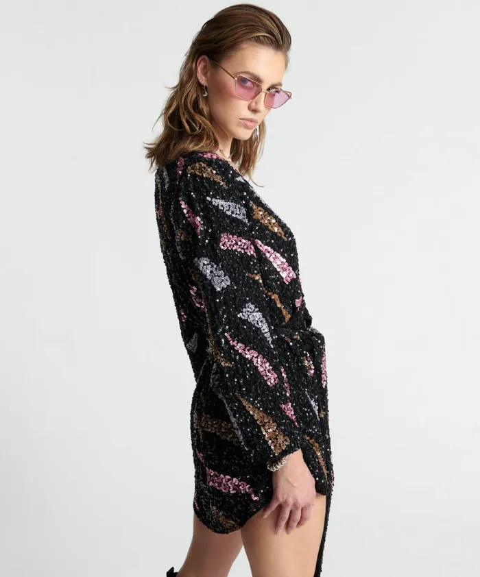 DELUSION HAND BEADED WRAP DRESS Women One Teaspoon Mini Dresses DELUSION HAND BEADED WRAP DRESS Women One Teaspoon Mini Dresses
