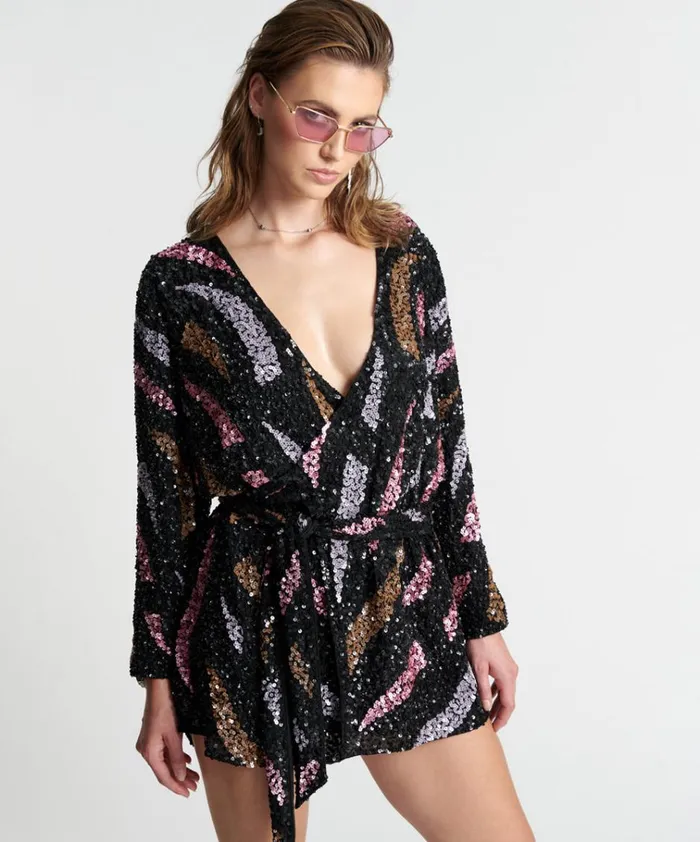 DELUSION HAND BEADED WRAP DRESS Women One Teaspoon Mini Dresses DELUSION HAND BEADED WRAP DRESS Women One Teaspoon Mini Dresses