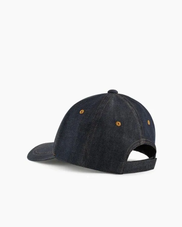 Denim Hat With Patch Blue Men Armani Hats And Gloves