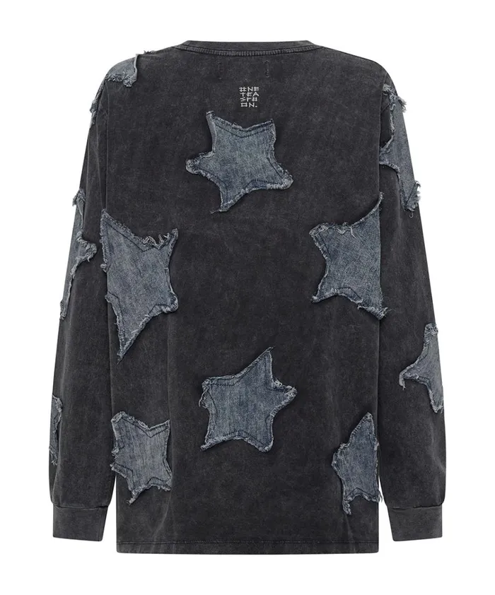 DENIM STAR BOYFRIEND LONGSLEEVE TEE Women One Teaspoon Tees and Tanks DENIM STAR BOYFRIEND LONGSLEEVE TEE Women One Teaspoon Tees and Tanks