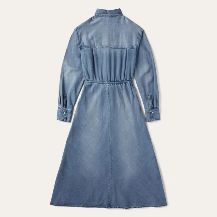 Denim Tencel TieFront Dress Blue Women Stetson Midi