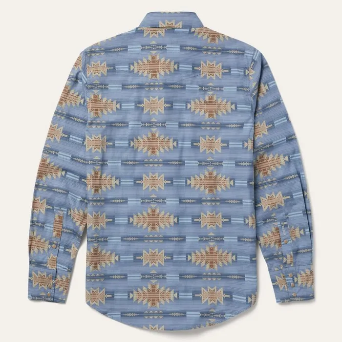 Desert Horizon Shirt Blue Men Stetson Modern Cut