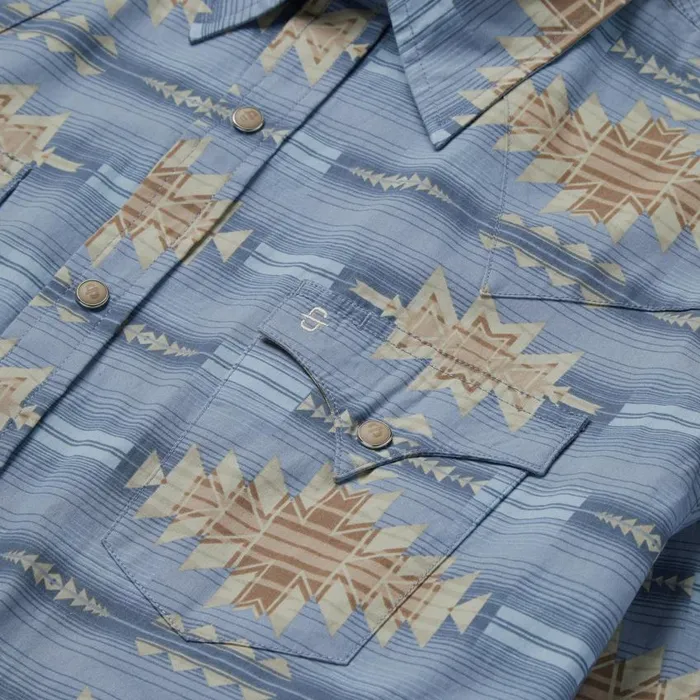 Desert Horizon Shirt Blue Men Stetson Modern Cut