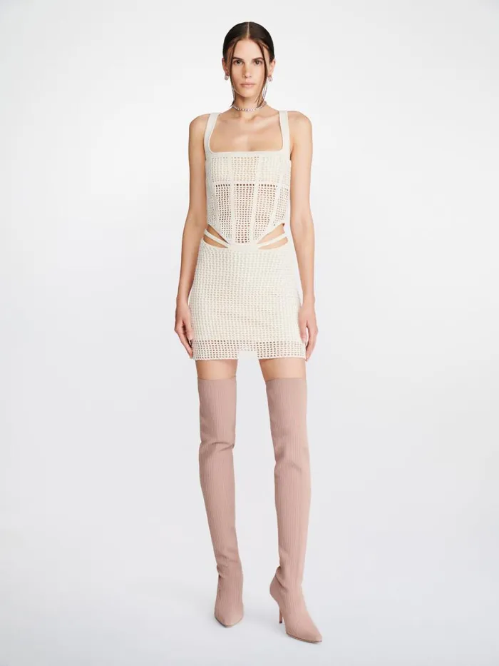 Dion Lee Dresses CROCHET SUSPEND CORSET MINI DRESS Ecru 8211 Shop