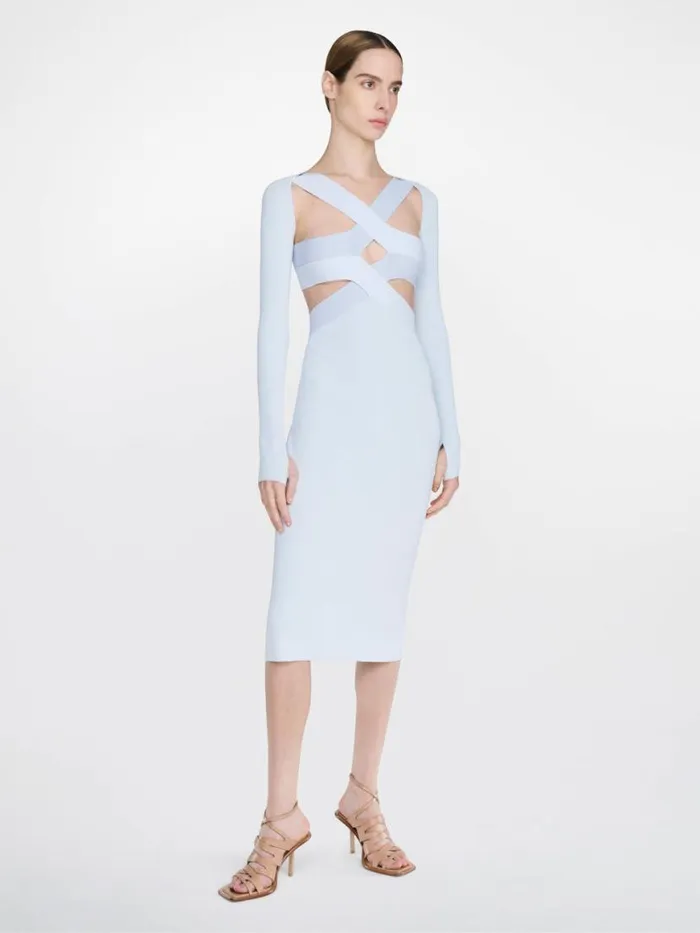 Dion Lee Dresses HARNESS BRA MIDI DRESS W SLEEVE Steamdark Steam 8211 Shop