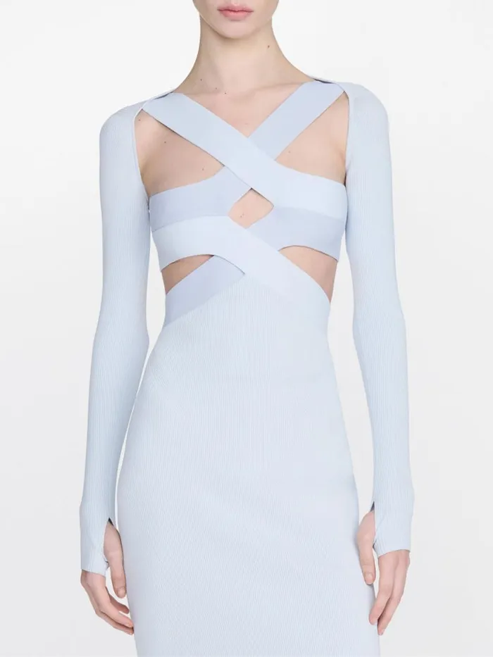 Dion Lee Dresses HARNESS BRA MIDI DRESS W SLEEVE Steamdark Steam 8211 Shop