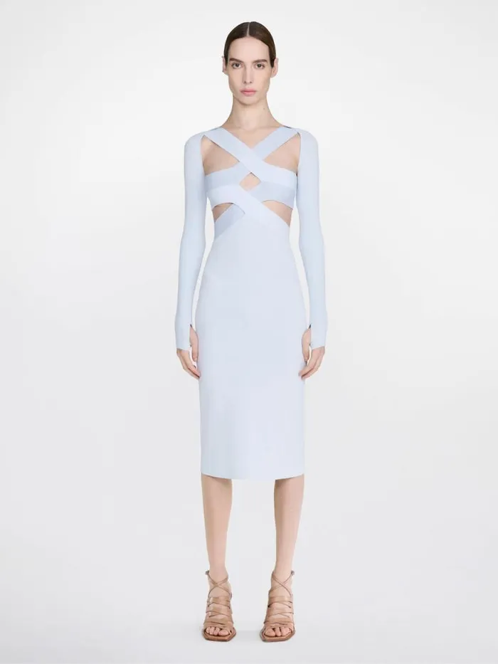 Dion Lee Dresses HARNESS BRA MIDI DRESS W SLEEVE Steamdark Steam 8211 Shop