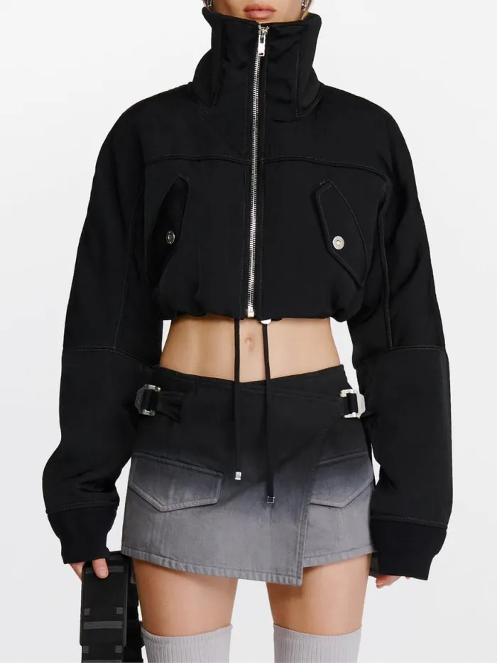 Dion Lee Outerwear CROP BLOUSON BOMBER Black 8211 Shop