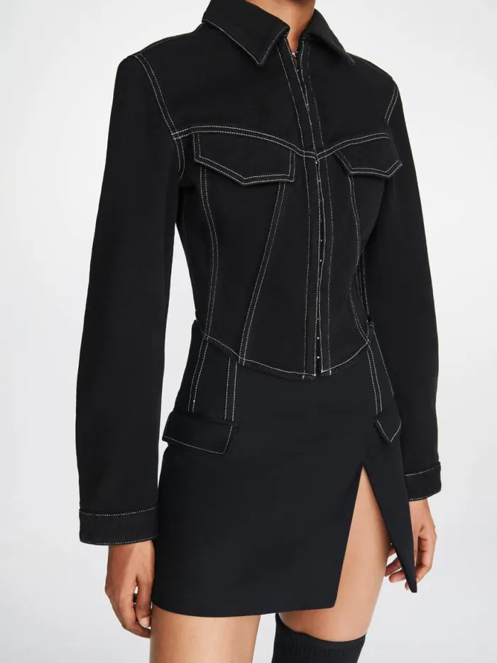 Dion Lee Outerwear DENIM CORSET JACKET Black 8211 Shop