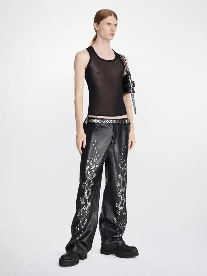 Dion Lee Pants STUDDED SNAKESKIN PANT Black 8211 UnisexShop