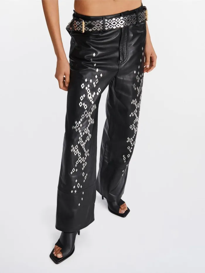 Dion Lee Pants STUDDED SNAKESKIN PANT Black 8211 UnisexShop