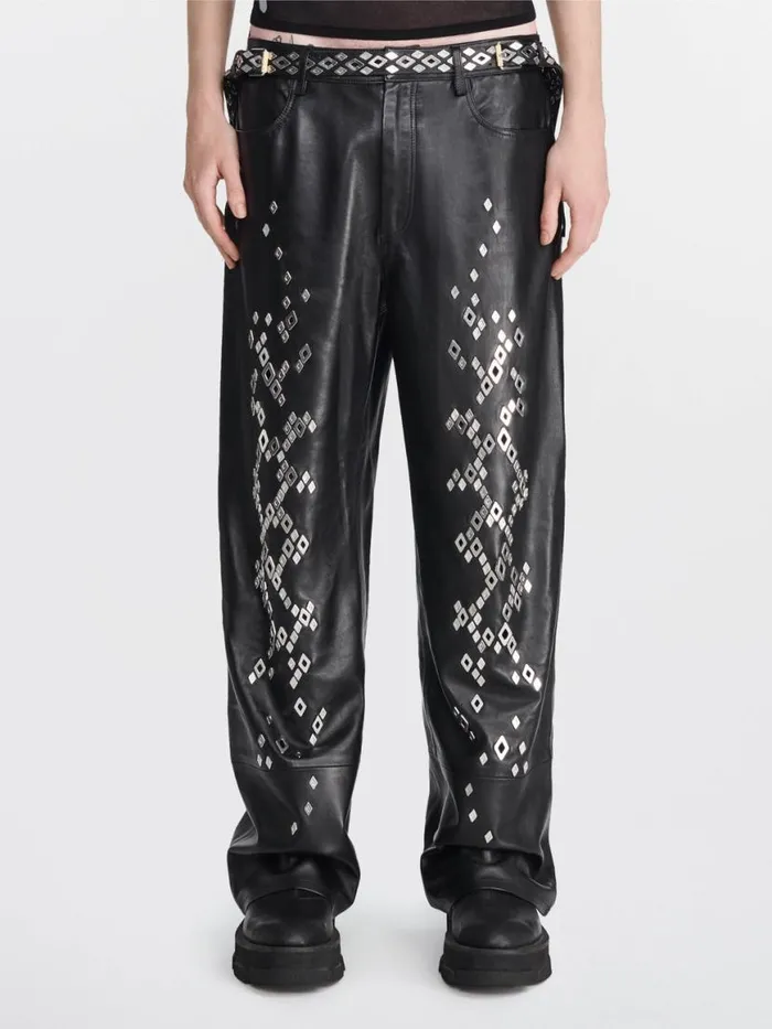 Dion Lee Pants STUDDED SNAKESKIN PANT Black 8211 UnisexShop
