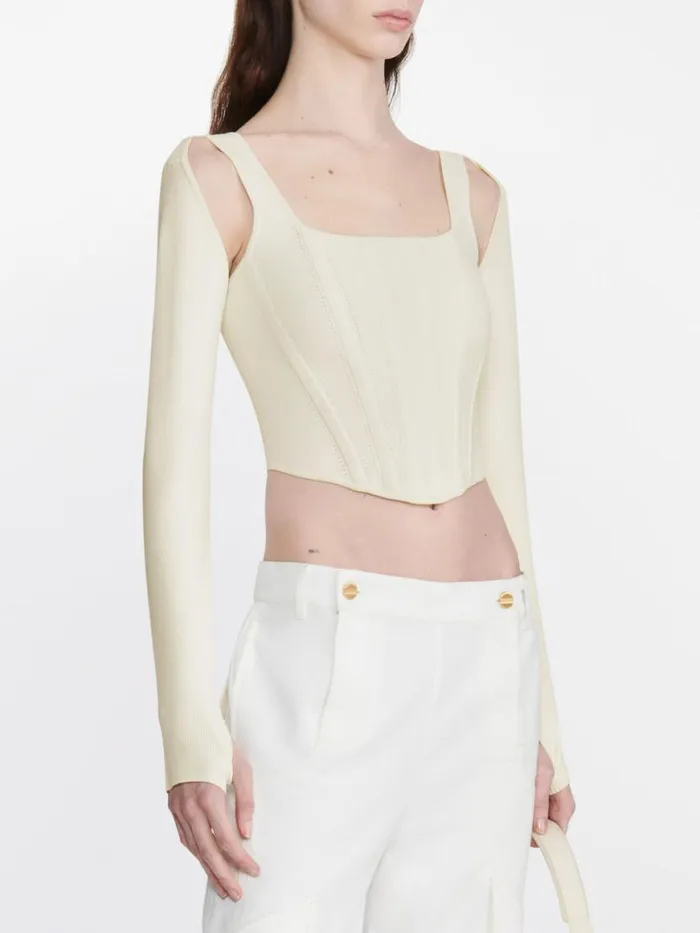 Dion Lee Tops POINTELLE CORSET LS TOP Bone 8211 Shop