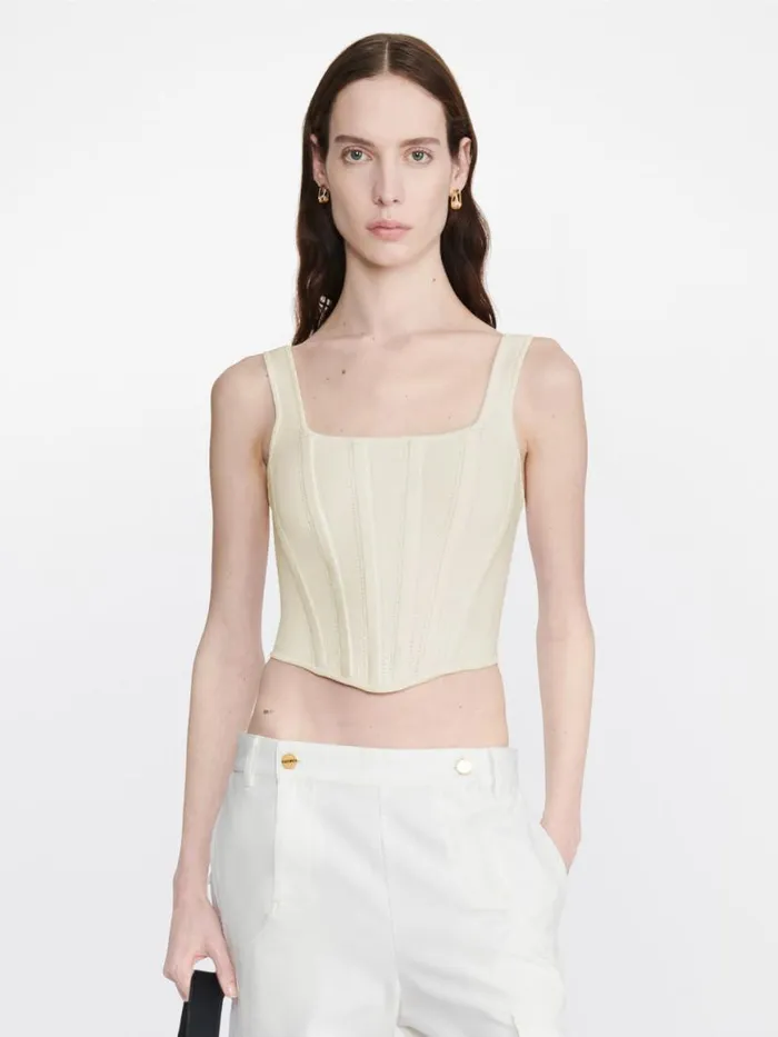 Dion Lee Tops POINTELLE CORSET LS TOP Bone 8211 Shop