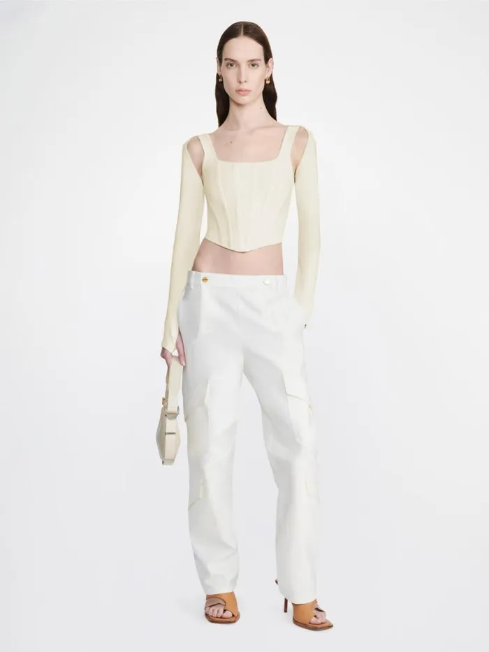 Dion Lee Tops POINTELLE CORSET LS TOP Bone 8211 Shop