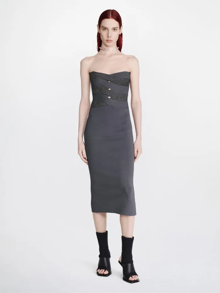 Dion Lee Tops REFLECTIVE INTERLOCKING WEAVE MIDI DRESS Asphalt Black 8211 Shop Dion Lee Tops REFLECTIVE INTERLOCKING WEAVE MIDI DRESS Asphalt Black 8211 Shop