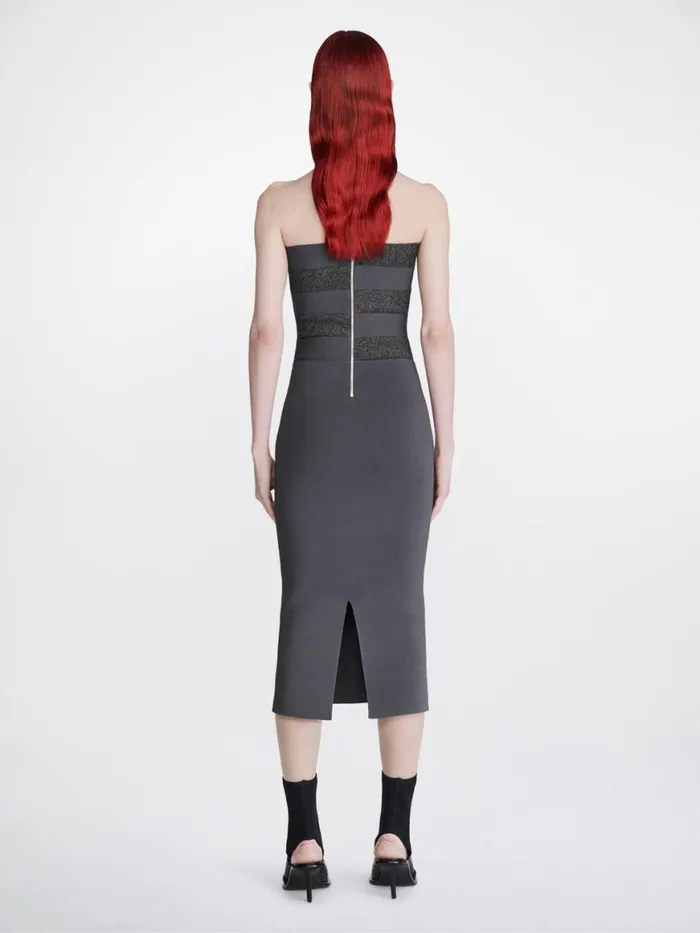 Dion Lee Tops REFLECTIVE INTERLOCKING WEAVE MIDI DRESS Asphalt Black 8211 Shop