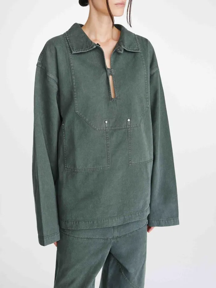 Dion Lee Tops RIVETED PULLOVER SHIRT Washed Mercury 8211 UnisexShop