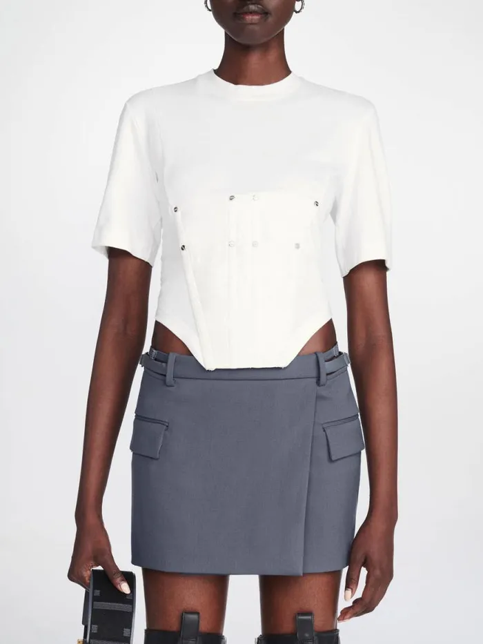 Dion Lee Tops WORKWEAR CORSET TEE Ivory 8211 UnisexShop