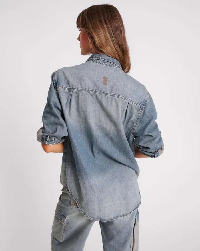 DIRTY BLUE EVERYDAY DENIM SHIRT Women One Teaspoon Denim Tops DIRTY BLUE EVERYDAY DENIM SHIRT Women One Teaspoon Denim Tops