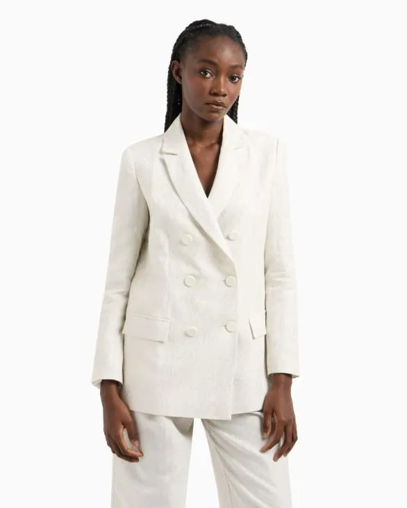 Double Breasted Jackets White Women Armani Matching Sets Double Breasted Jackets White Women Armani Matching Sets
