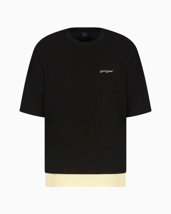 Double Effect Shortsleeved Sweatshirt Black Men Armani Sweatshirts