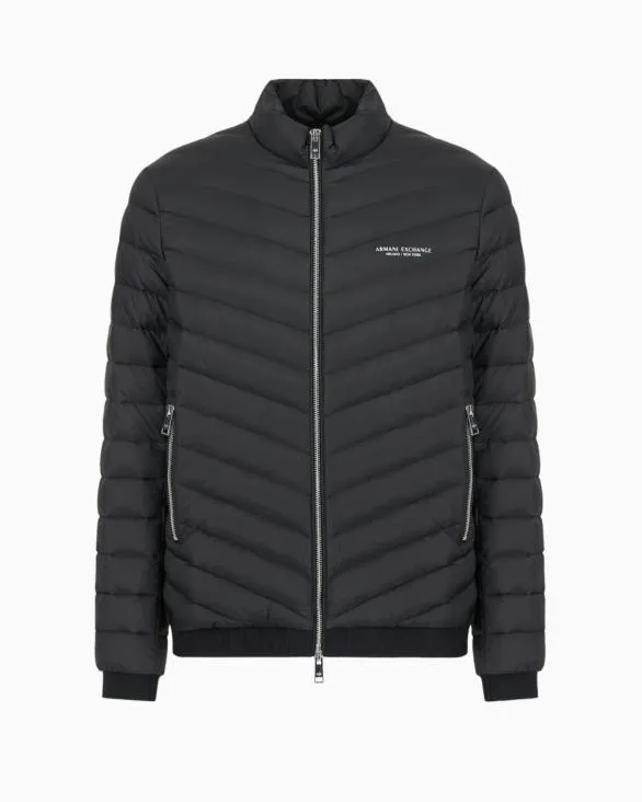 Doublefaced Padded Jacket With Zip Black Men Armani Outerwear
