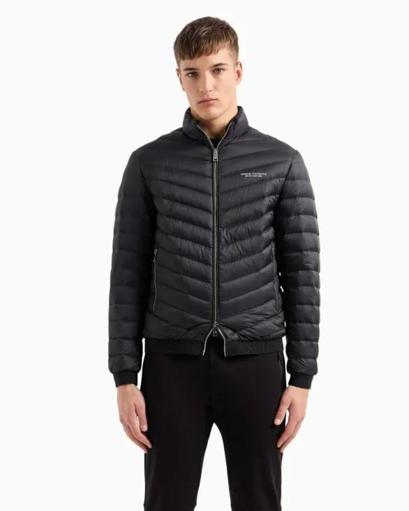 Doublefaced Padded Jacket With Zip Black Men Armani Outerwear Doublefaced Padded Jacket With Zip Black Men Armani Outerwear