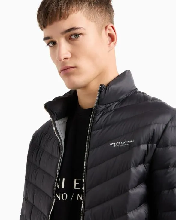 Doublefaced Padded Jacket With Zip Black Men Armani Outerwear Doublefaced Padded Jacket With Zip Black Men Armani Outerwear